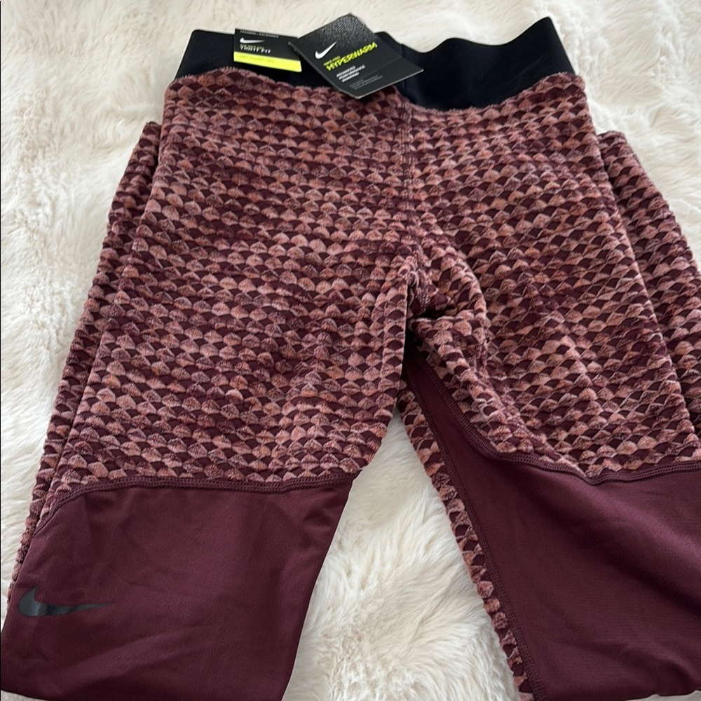 Nike Red Athletic Leggings with Textured Design